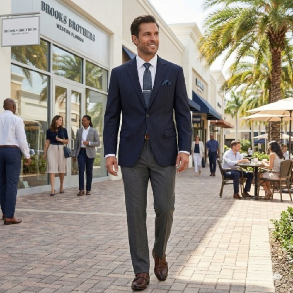 Brooks Brothers 100% Wool Navy Suit Jacket 40 USA Made